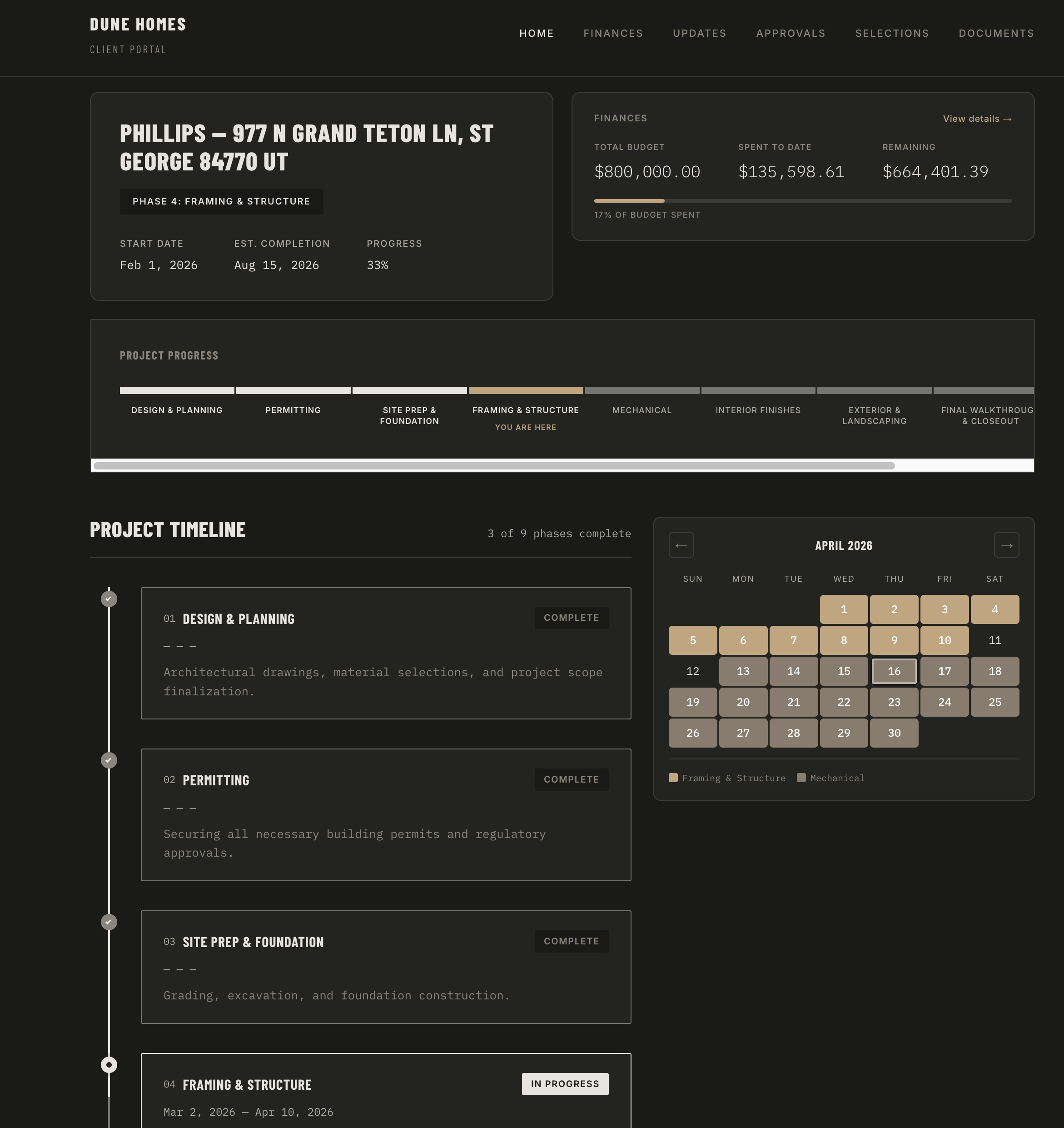 Client timeline
